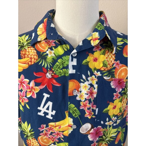 Los Angeles Dodgers MLB Hawaiian Floral Fruits Logo Shirt Men's Size Large - Picture 3 of 16